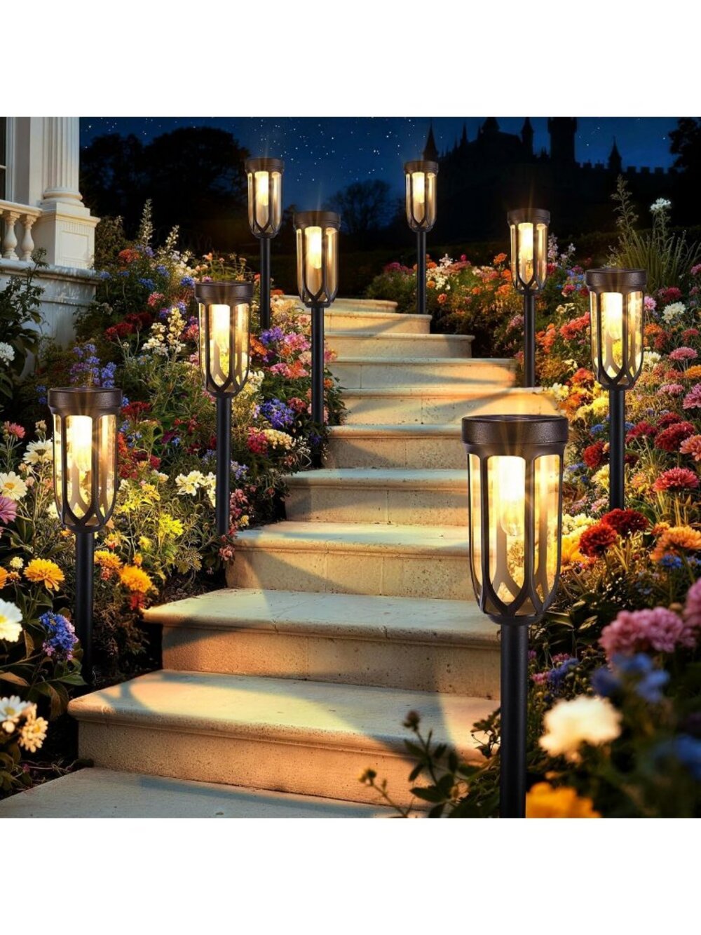 8 Pack Waterproof Solar Pathway Lights - Bright LED Garden Lights for Outdoor